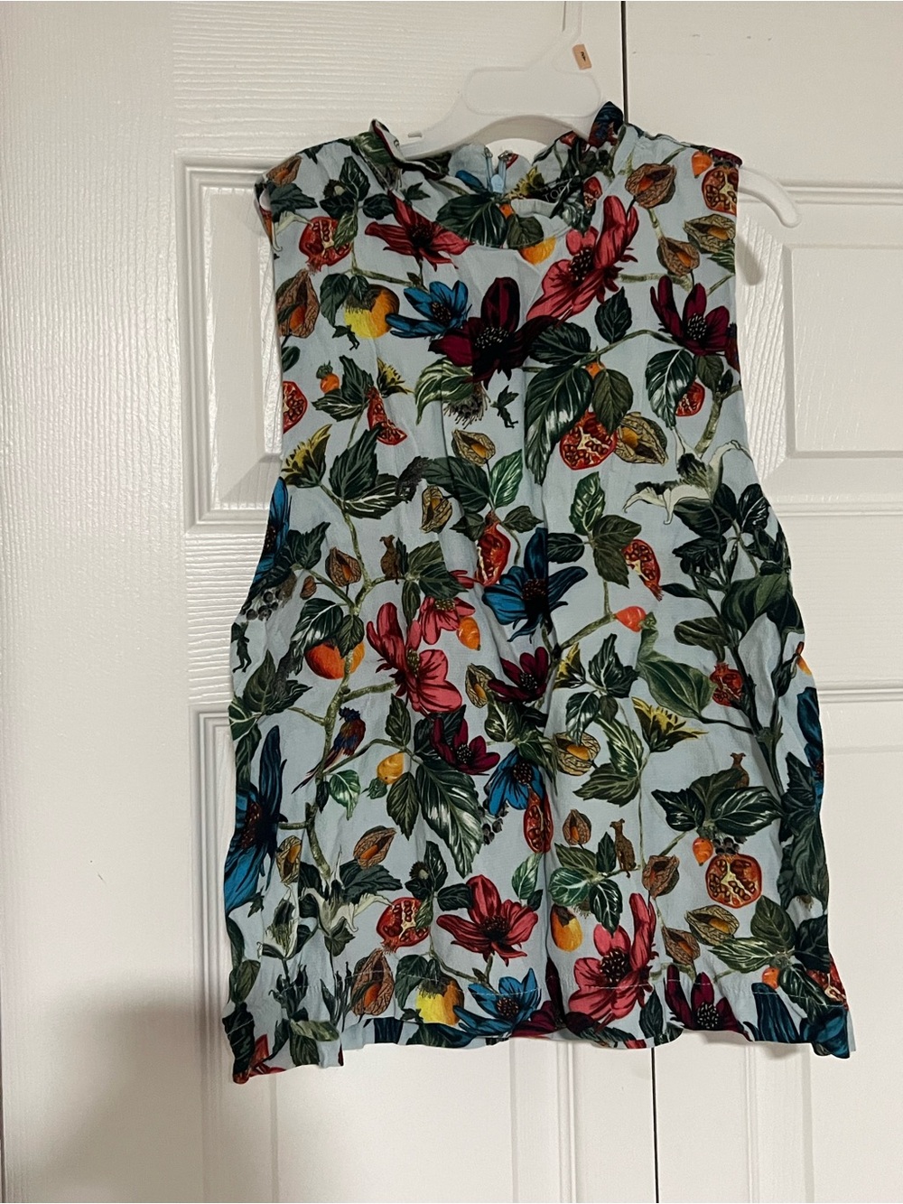 Topshop Light Blue Floral Tank Top with Multicolor Print